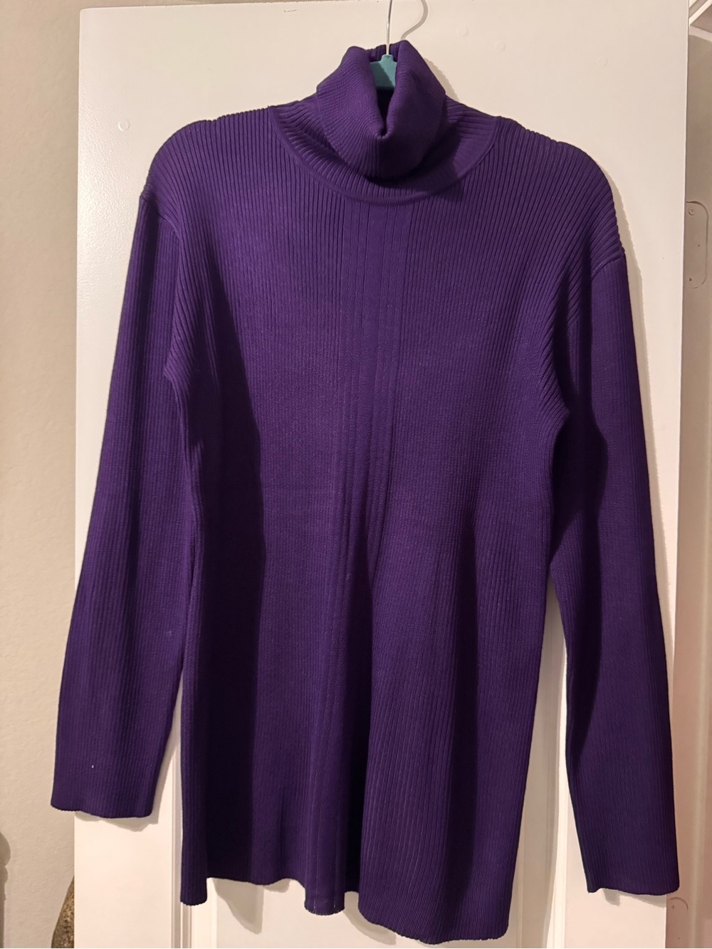 Ashley Stewart Purple Ribbed Turtleneck Sweater